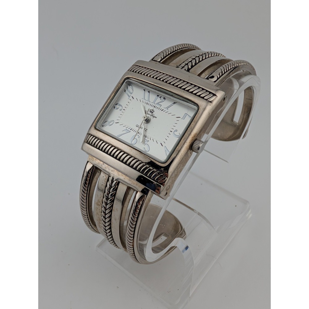 Premier Designs Watch Women 31mm Case Silver Bangle Hinge‎ Band- New Battery - Picture 3 of 8